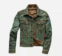 Vestes en jean vertes vieillies de haute qualité pour hommes – Hiver, respirantes, écologiques, style urbain, fabrication professionnelle, le meilleur choix