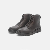 Sepatu Boots Coklat untuk Pria Kulit Asli Buatan Tangan