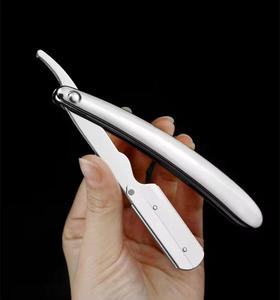 Folding Straight <b>Razor</b> Stainless Steel <b>Single</b> <b>Blade</b> Plastic Handle Silver Gold Black for Face Shaving - Product Image 3