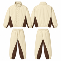 Survêtement coupe-vent imperméable 100 % polyester, avec doublure imprimée OEM, design de veste et pantalon à fermeture éclair, poids lourd, écologique