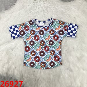Camiseta con Estampado de Personajes para Niños, Camiseta de Tela de Seda de Leche con Hombros Descubiertos para Bebés, Ropa de Verano para Bebés y Niñas, Cuello <span class=keywords><strong>Polo</strong></span> - Product Image 2