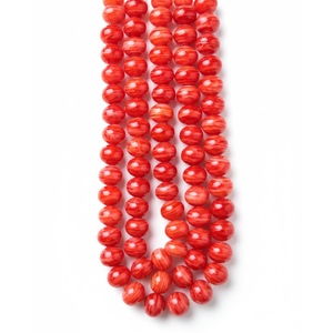 Cuentas Sueltas de Rondelle Rojas con Banda Decorativa de Primera Calidad, 8 Pulgadas |   Cristal de Vidrio Brillante para Pulseras, Collares y Manualidades - Product Image 1