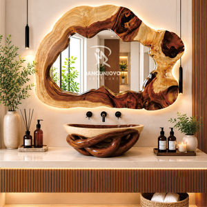 Un espejo hecho de madera de suar combinado con un lavabo embellece el rincón de tu hogar. - Product Image 1