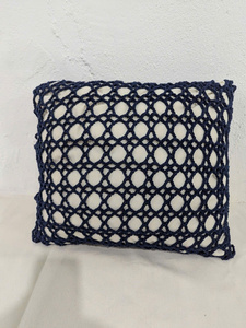 Funda de Almohada Cuadrada Tejida a Mano con Patrón Geométrico, Estilo Bohemio, Decoración del Hogar - Product Image 2