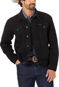 Men's Black Denim Jacket Casual Solid Color Regular Fit With Pockets Topstitch Detail Autumn Wear - Product Image 6