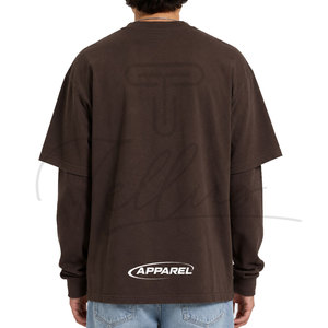 Camiseta para hombre de algodón, manga larga, color sólido, ropa masculina, manga completa - Product Image 6