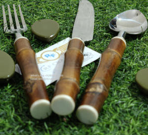RFCraft Ensemble de couverts en bambou classique comprenant une fourchette à salade cuillère à soupe couteau à fromage couverts pour hôtels restaurants utilisation en cuisine - Product Image 4
