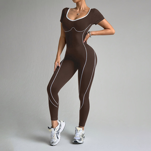 Combinaison de sport une pièce respirante sans coutures extensible dans quatre directions pour femme, dos nageur, compression, gym, yoga, fitness, course à pied - Product Image 6