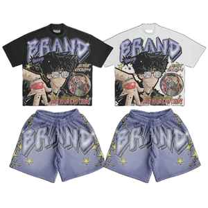 Meilleur fabricant – Ensemble 2 pièces short et t-shirt pour homme – Impression graphique personnalisée – T-shirt à manches courtes et short délavé à l'acide - Product Image 1