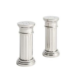 Ensemble de 2 salières et poivrières décoratives en métal, finition argentée, sans danger pour les aliments, idéal pour la table - Product Image 1