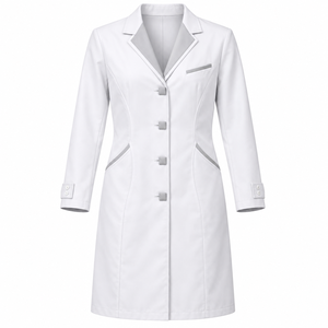 Blouse Médicale Unisexe Blanche et Grise à Col Revers, Coupe Ajustée, Uniforme de Laboratoire Personnalisé, Vente en Gros, Tenue de Travail pour Équipe Clinique - Product Image 1