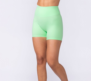 Women's High Waist Solid Green Fleece Quick Dry Eco-Friendly Cotton <b>yoga</b> <b>Shorts</b> - Product Image 3
