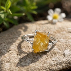 Handmade Raw Citrine 925 Sterling Silver Minimalist Christian Gemstone <b>Ring</b> Natural <b>Crystal</b> Jewelry for Women - Product Image 4