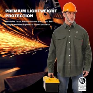 Camisa de Trabajo de Algodón FR Zunezi Zi-7080 Verde Oliva, Resistente al Fuego, Protección Contra el Calor, Ropa de Seguridad para Soldadura - Product Image 5