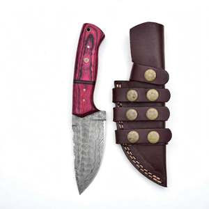 Handcrafted Damascus Steel Utility <b>Craft</b> <b>Tool</b> Pink Wood Handle Metal Decor - Product Image 1