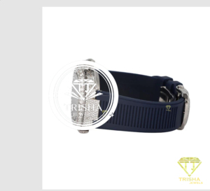 Reloj de Lujo con Correa de Caucho Azul y Diamantes Moissanite, Caja de Oro Blanco Totalmente Cubierta de Diamantes y Diseño Premium - Product Image 2