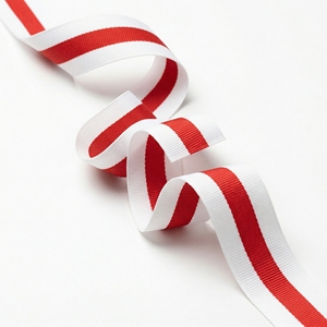 Neelkamal Industries Wholesale Striped Grosgrain Ribbon <b>White</b> Red Center Stripe Ribbon for Hair Bows Gift <b>Wrap</b> Medal Decor - Product Image 1