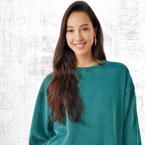 Sweat-shirt décontracté pour femme, brodé, tricoté, écologique, couleur personnalisée, coupe ample, col rond, manches longues - Product Image 1