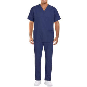 Professional Men's Medical Scrub <b>Set</b> Breathable Stretch V-neck Nurse Uniform Hospital <b>Doctors</b> Workwear Dental Clinic Suit - Product Image 1