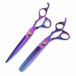 Ciseaux à effiler les cheveux en acier inoxydable blanc, personnalisés avec des poignées ergonomiques courbées et une lame texturante - Product Image 3