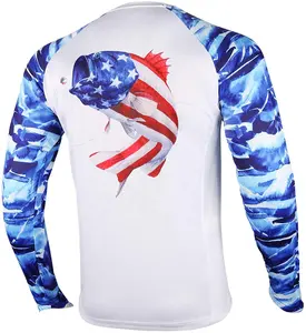 Kunden spezifisches Sublimation design Neuankömmling Hellblau Langarm Marlin Angel hemden Schnellt rocknende Angel kleidung