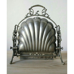 Silver Plated Double Shell <b>Folding</b> Biscuit Barrel Ornate Victorian Style <b>Box</b> Engravings Figurine Topper Airtight Dishwasher Safe - Product Image 3