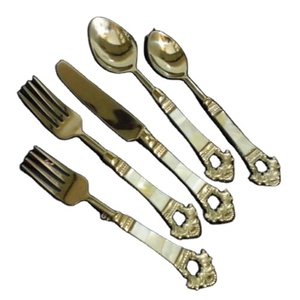 Vintage Flatware <b>Set</b> Embossed Engraved <b>Cutlery</b> Events Sustainable Oriental Craftsman New <b>Baby</b> Hotels Christmas Halloween - Product Image 1