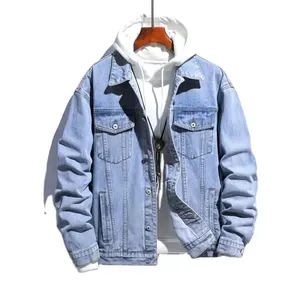 High-quality XMA Fashionable Breathable Spring Hip Hop Style Medium Wash Denim <b>Jackets</b> Tops Both Men <b>Women</b> Polyester/Cotton - Product Image 2