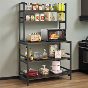 Industrial Microwave Oven Stand 5-Tier Free Standing <b>Kitchen</b> Utility Cart with Hutch <b>Kitchen</b> Bakers Rack <b>Kitchen</b> <b>Storage</b> - Product Image 1