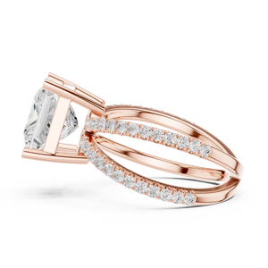 Anillos Clásicos de Compromiso, Boda y Aniversario con Doble Aro, Diamante Cultivado en Laboratorio IGI de Corte Princesa de 3.5 CT E VS1, Anillo de Oro Sólido de 14K - Product Image 5