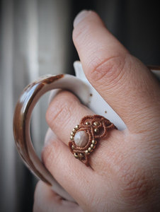 Boho Macrame String Ring Tiger Eye Bead Light Cord Adjustable Handmade Gemstone Ring Minimalist Jewelry for Women - Product Image 5