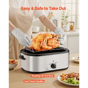 24QT <b>Electric</b> Countertop Turkey Roaster Oven 150-450 Fahrenheit Adjustable Temp 3 Bin Buffet Server Roasting <b>Pan</b> - Product Image 5