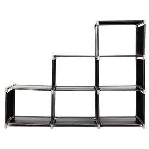 Scaffale portaoggetti multifunzionale a 3 livelli e 6 scomparti, assemblato, nero, per bagno - Product Image 4