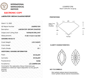 Diamant de laboratoire cultivé de haute qualité, certifié IGI, taille marquise, 6 carats, blanc, rond, HPHT CVD, Inde - Product Image 6