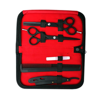 Ensemble de ciseaux de barbier professionnels OEM de haute qualité en acier inoxydable, lames aiguisées de sécurité, lames de 6 pouces, kit de coupe de cheveux noir