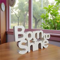 Art intelligent en bois sculpté Born Shine, esthétique blanche motivante, style Art Déco, pièce maîtresse pour Diwali et retraite, en bois d'ingénierie, pour bureau/table