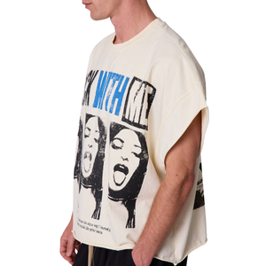 T-shirt sans manches col rond pour homme, coupe ample, motif graphique avant et arrière, épaules larges, style streetwear, vente en gros, personnalisable, OEM, en jersey de coton - Product Image 5