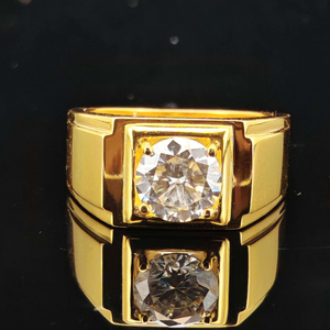 GRA Certified Round Brilliant Cut Moissanite <b>Ring</b> 925 Sterling Silver 18K Gold Plated Hiphop Unisex <b>Men</b> Wedding Band Jewelry - Product Image 2