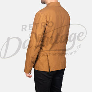 เสื้อแจ็คเก็ตซาฟารีผ้าฝ้ายสีน้ำตาลมัสตาร์ดสำหรับผู้ชาย พรีเมียม น้ำหนักเบา มีกระเป๋า 4 ช่อง เสื้อคลุมลำลองสำหรับฤดูร้อน ติดกระดุม เสื้อโค้ทอเนกประสงค์ - Product Image 2