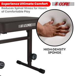 Adjustable <b>Padded</b> Piano Bench 3-Inch <b>Cushioned</b> Keyboard Stool Folding Portable Guitar <b>Seat</b> - Product Image 6