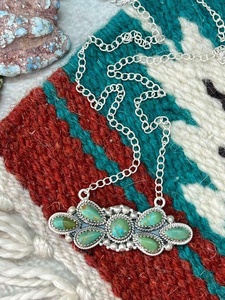 Natural Kingman Turquoise <b>Necklace</b> Handmade Sterling Silver Southwestern Boho <b>Statement</b> Jewelry Gift for Her Pendant - Product Image 5