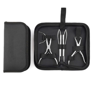 Wholesale Professional Stainless Steel Matte Customized Color Hair Extension Tools Kit for Micro Nano Ring Loop <b>Pliers</b> <b>Set</b> - Product Image 3