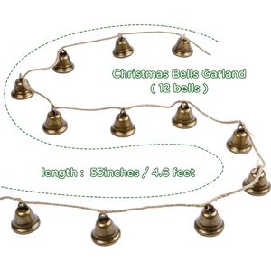 Guirnalda de Campanas Navideñas Rústicas para Decoración de Árbol, Chimenea y Pared, Adornos Festivos de Navidad - Product Image 1