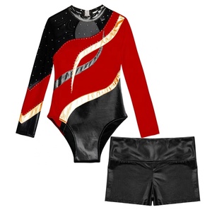 Conjunto de Ropa de Danza Latina para Niñas de 6 a 16 Años, Leotardo con Pantalones Cortos Metálicos para Gimnasia, Patinaje Artístico, Competencia, Espectáculo Escolar - Product Image 2