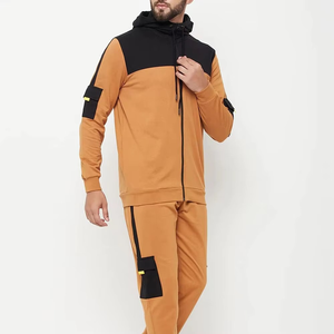 Men's Orange Tracksuit Full <b>Zip</b> <b>Hooded</b> Jacket With Side Pockets Matching Pants Casual Wear Breathable Polyester Autumn Outfit - Product Image 6
