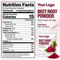 Bubuk Bit Murni Beta Vulgaris Nitric Oxide Alami untuk Energi Pra-Latihan Suplemen Superfood Vegan OEM Label Pribadi 4lb