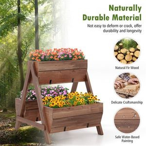 26-Inch Wooden Elevated Garden Bed for Flower Pots & Planters - Product Image 5