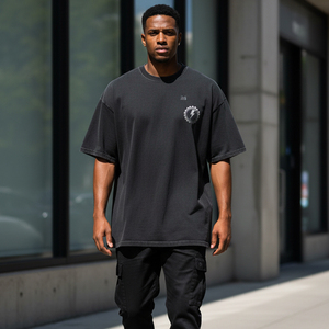 T-shirt Oversize Streetwear de Luxe pour Homme, Logo Personnalisé, Coton Lourd, Uni, Épaules Tombantes, Unisexe - Product Image 6