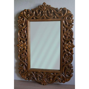 Luxury Handcrafted Solid Wood Wall <b>Mirror</b> Frame Ornate Royal Victorian Floral Scroll Carving Brown - Product Image 1