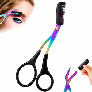 Ciseaux à sourcils 2 en 1 avec peigne, coupe-sourcils de précision en acier inoxydable, ciseaux de toilettage antidérapants pour hommes et femmes - Product Image 6